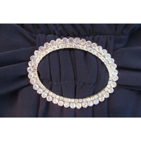 R & M Richards Pants Suit Navy Blue Short Sleeve Rusche'd Embellished Womens 12P - Picture 4 of 14